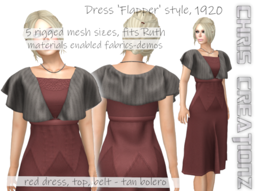 kleed halfl 1920 bolero flapper dress ALICE red-tan f.png
