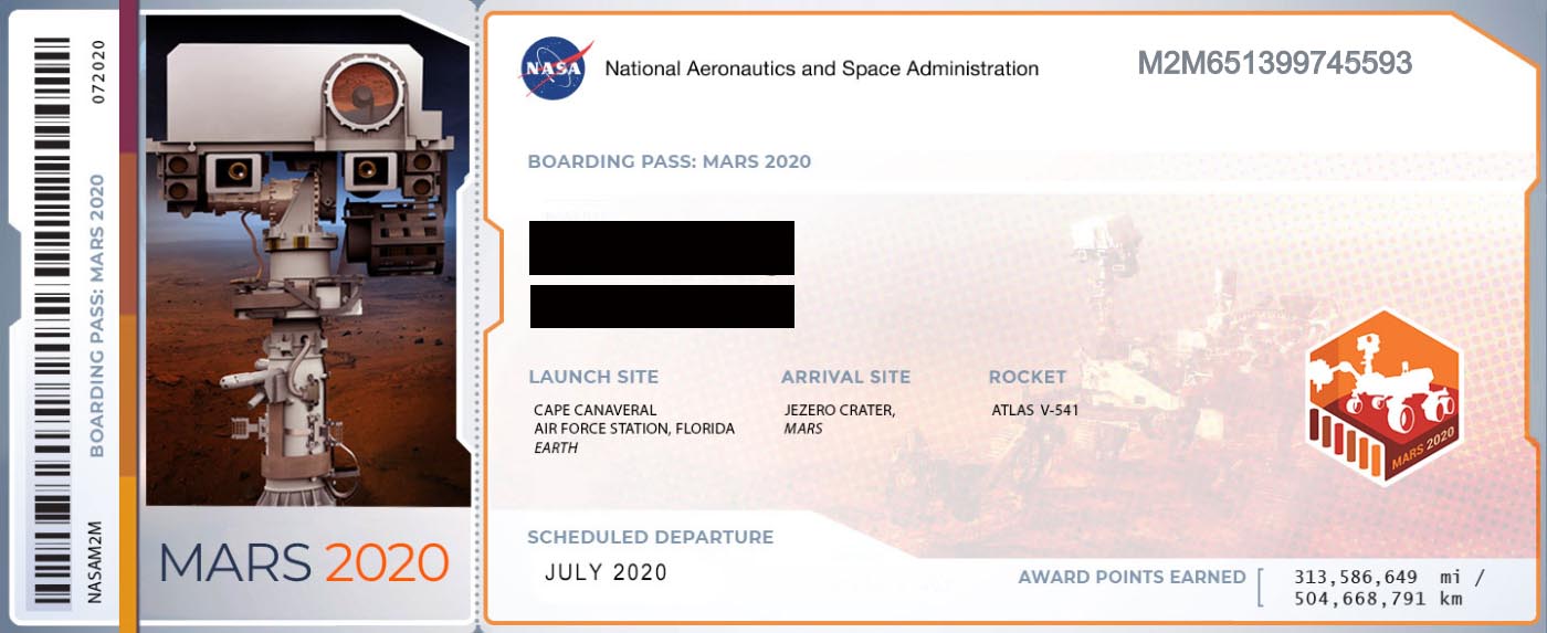Snoots Dwagon user's personal Mars Boarding Pass