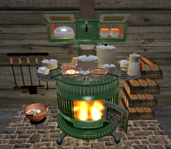 Full stove and cookery set.