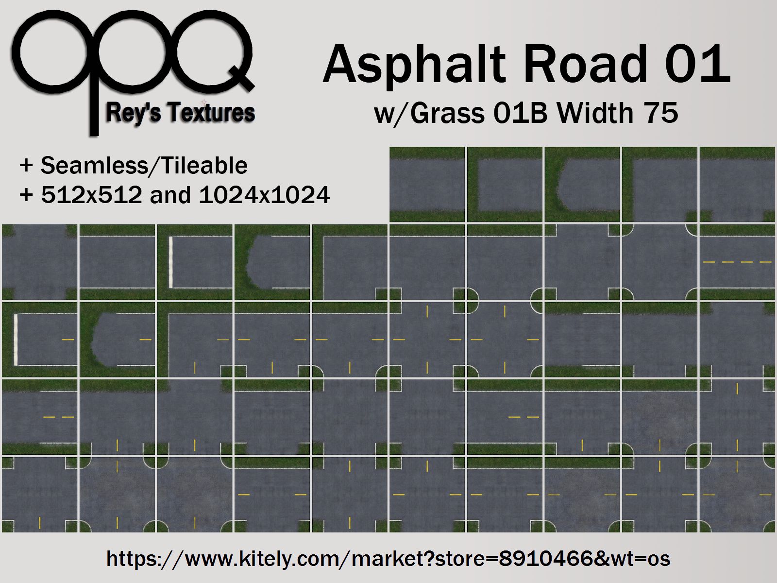 Rey's Asphalt Road 01 Grass 01B Width 75 Poster KM.jpg
