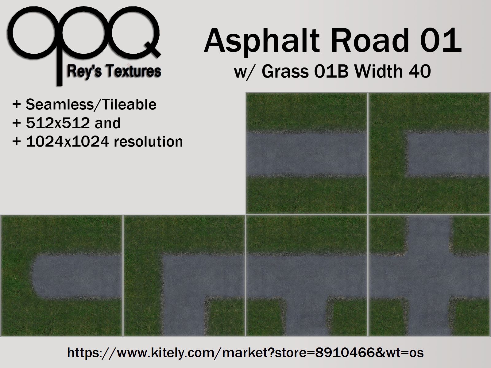 Rey's Asphalt Road 01 Grass 01B Width 40 Poster KM.jpg