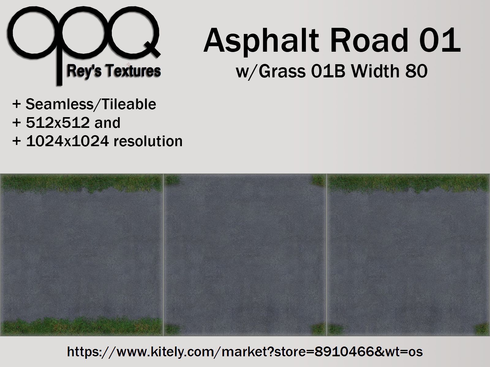 Rey's Asphalt Road 01 Grass 01B Width 80 Poster KM.jpg