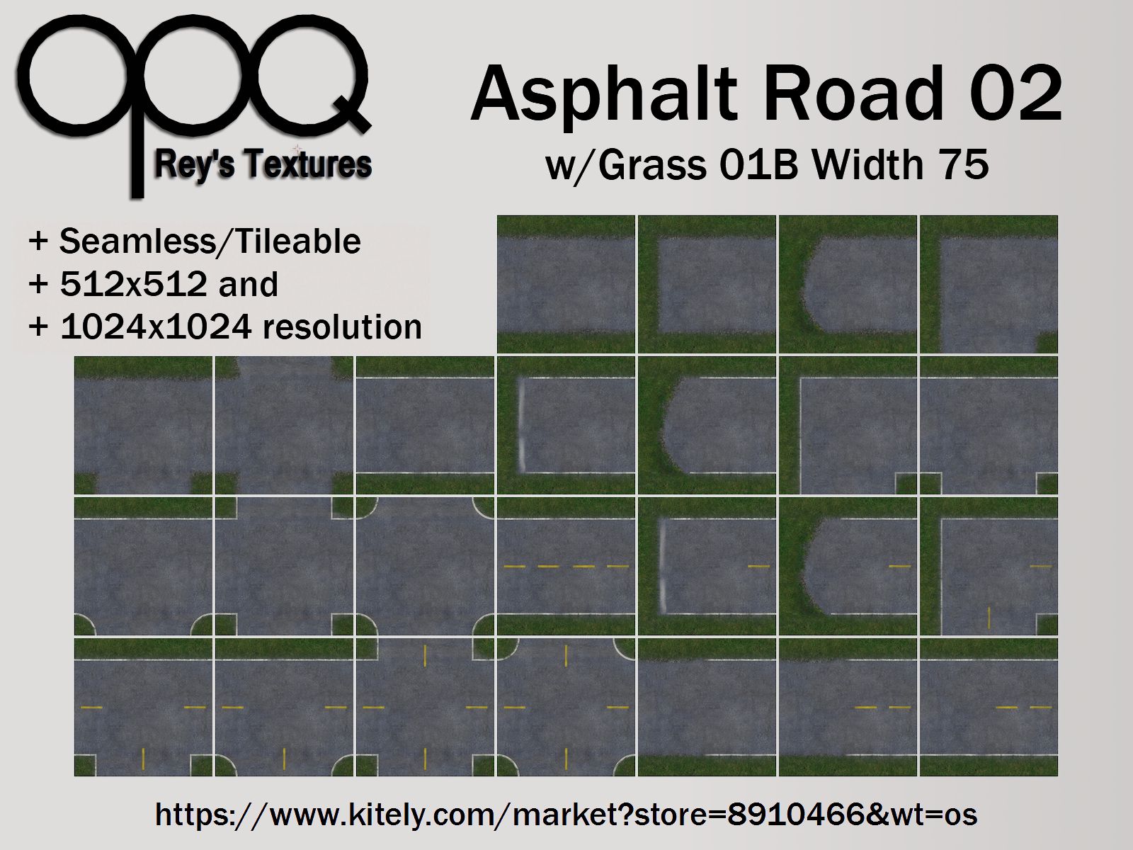 Rey's Asphalt Road 02 Grass 01B Width 75 Poster KM.jpg