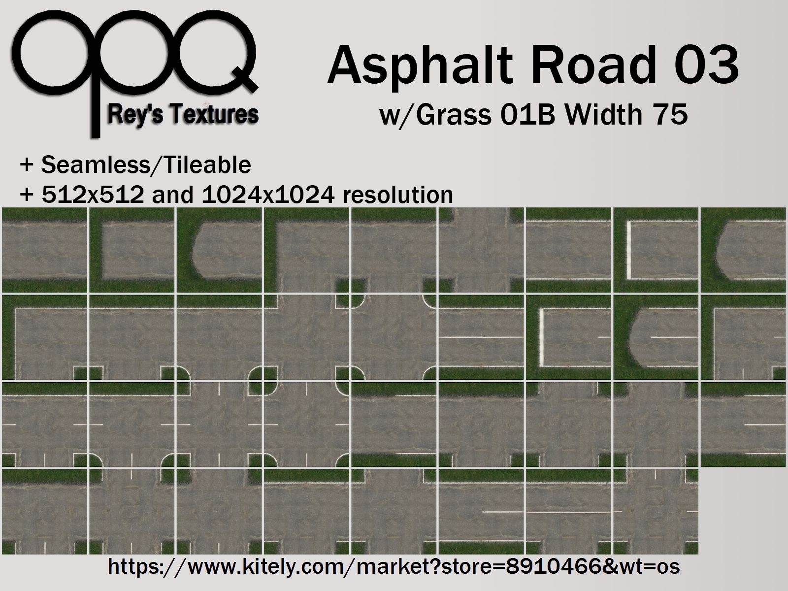 Rey's Asphalt Road 03 Grass 01B Width 75 Poster KM.jpg