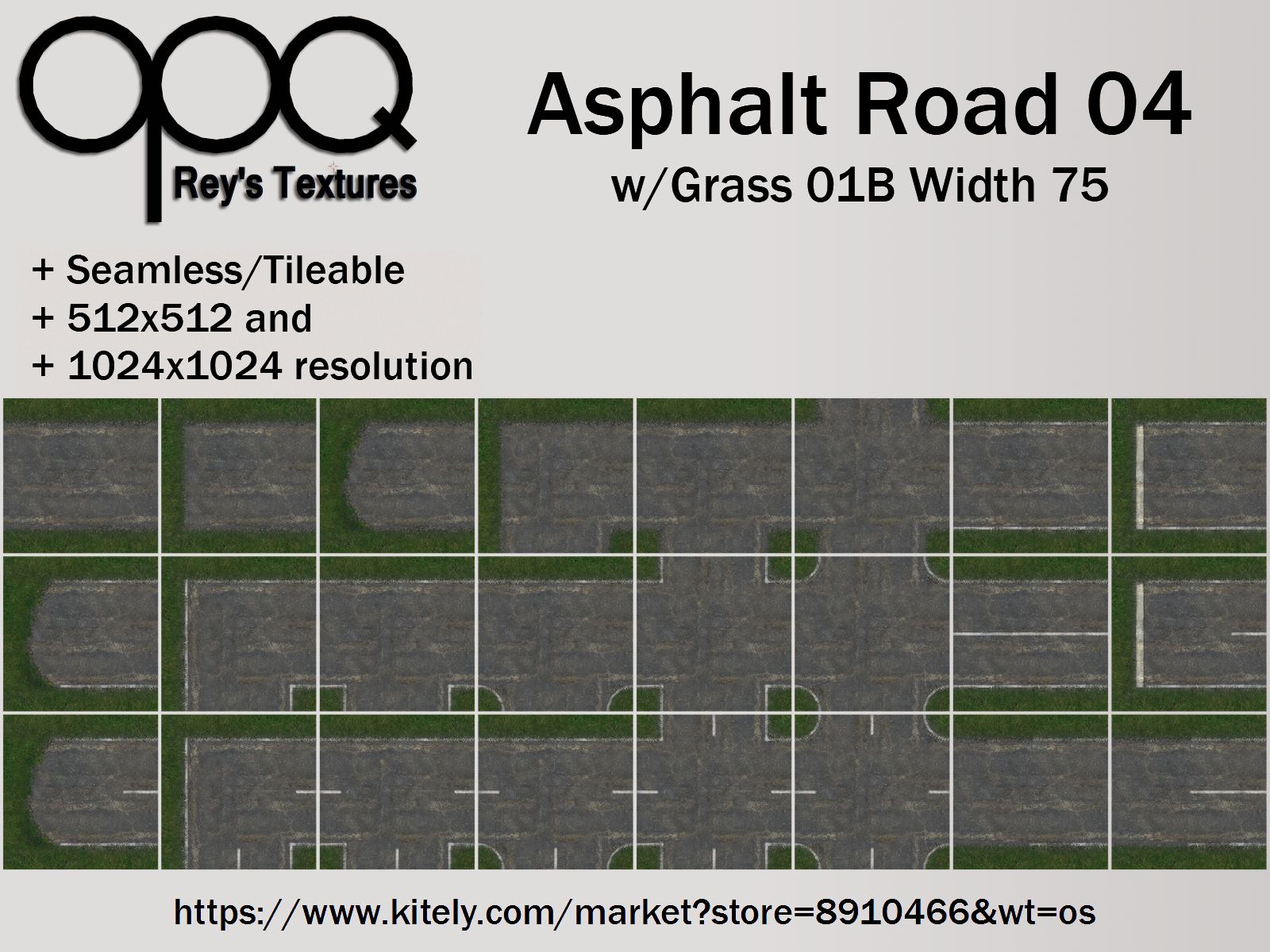 Rey's Asphalt Road 04 Grass 01B Width 75 Poster KM.jpg