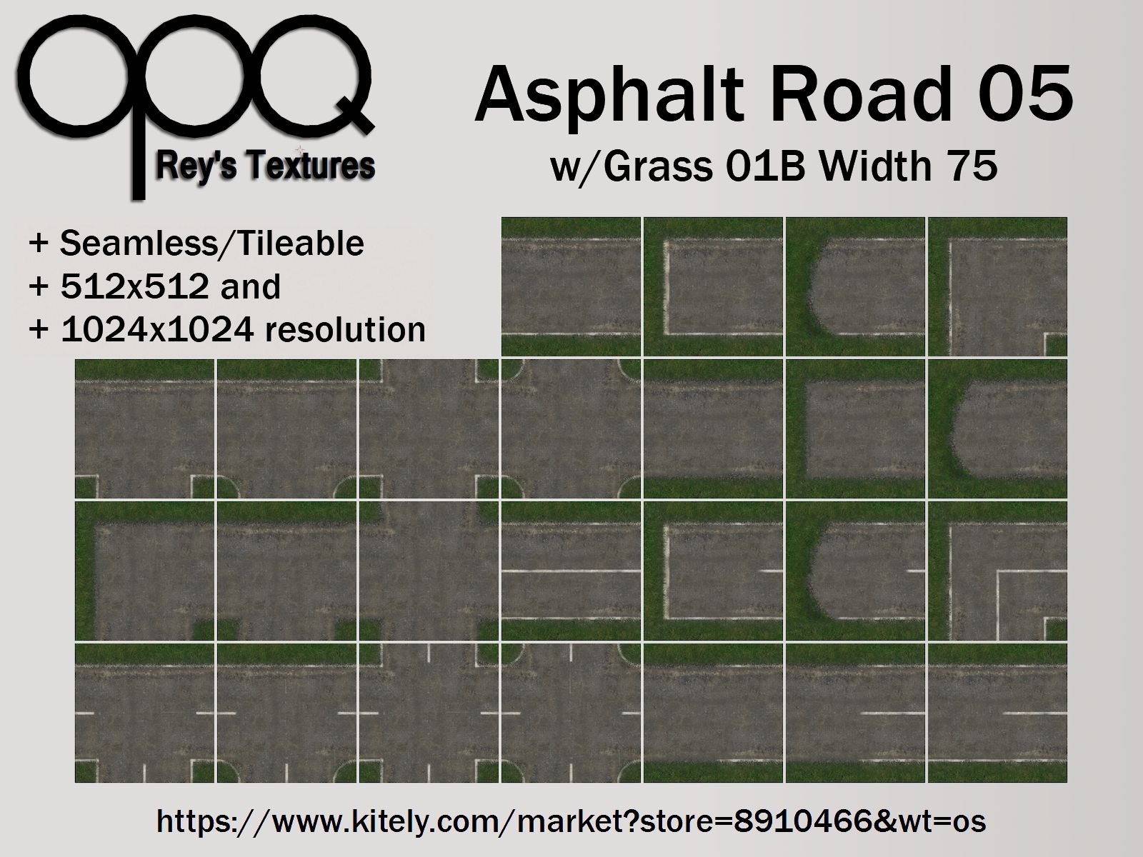 Rey's Asphalt Road 05 Grass 01B Width 75 Poster KM.jpg